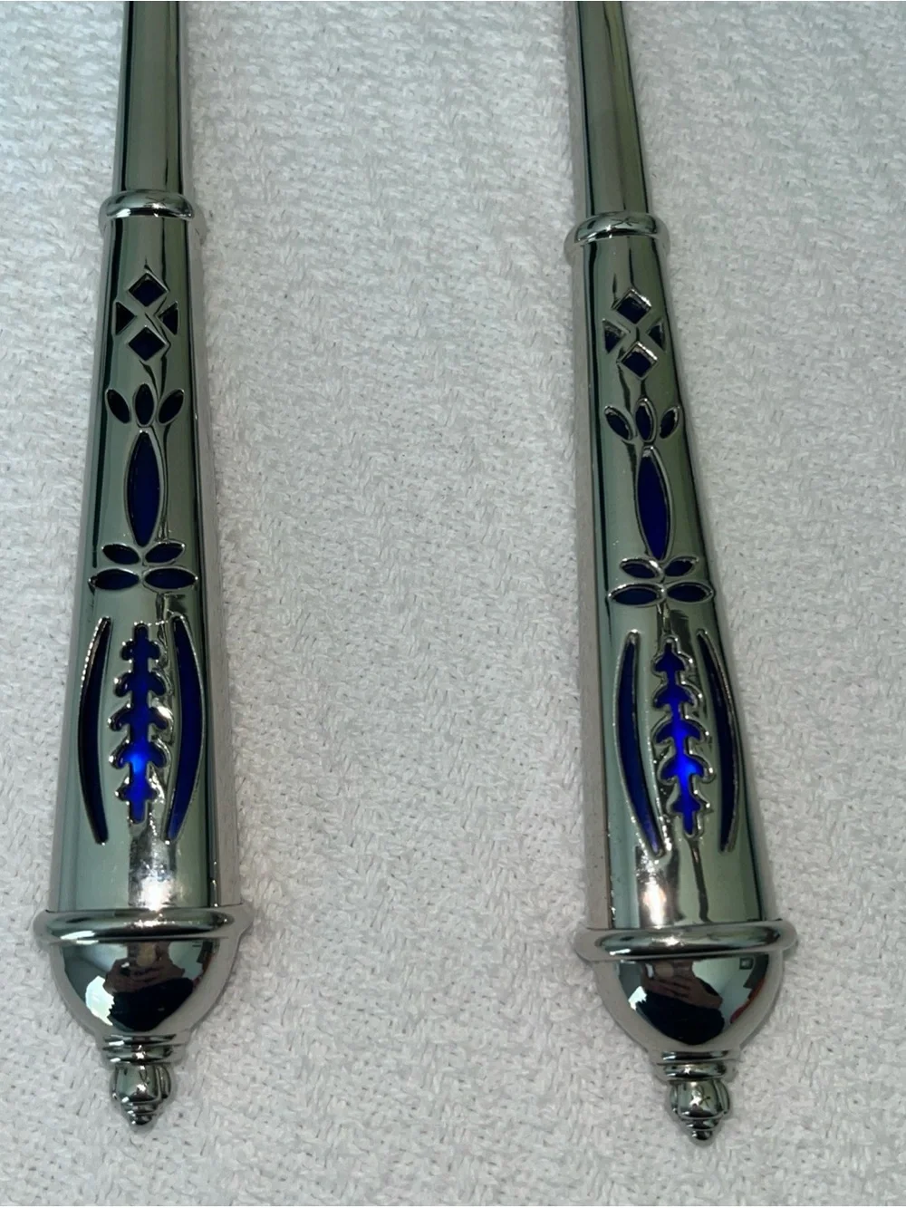 Avon Vintage silver plated serving utensils with cobalt blue glass inserts